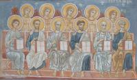 Композиция Страшный суд фрагмент Апостолы живописная реконструкция